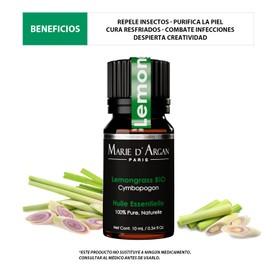 Aceite Esencial de Limón Marie d'Argan, 100% Natural, Orgánico, Vegano, 10 ml, Grado Terapéutico, Aromaterapia, Difusor, Humidificador, Meditación