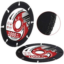 YIJING 2Pcs 4.5" Diamond Metal Cutting Disc, 7/8"-5/8" Arbor, 1,000+ Cuts, Black, 115mm, 13200 RPM Max, Industry Diamond, Compatible with Metal, Stainless Steel, Steel