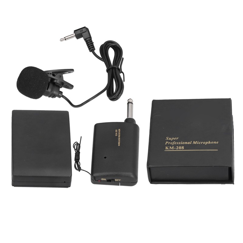 KM 208 Wireless FM Transmitter Receiver Bluetooth Lapel Clip On