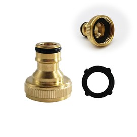 Garden Hose Quick Connector,Solid Brass Faucet Adapter Female 3/4 Inch GHT Thread Hose Quick Connect Fittings Water Hose Fitting Repair Replacement with Rubber Gasket (3/4",1 Set)