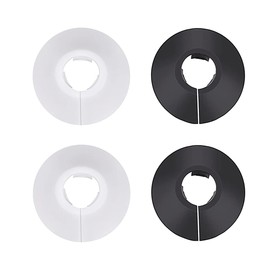16mm PVC Radiator Pipe Cover Heating Pipe Decoration Ring Drainage Tube Decorative Ring Pipe, 2Pcs Black and 2Pcs White