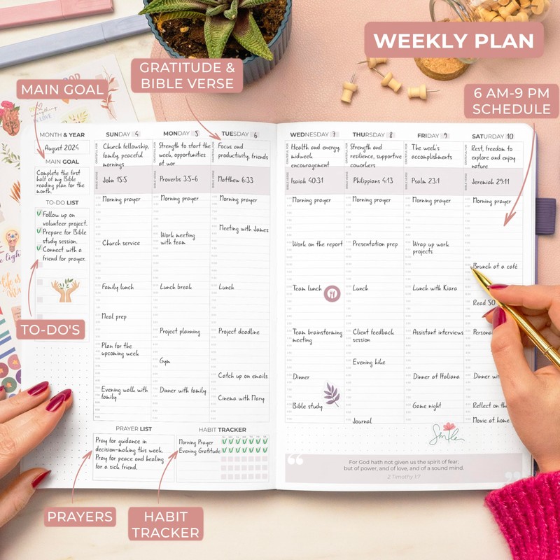 Clever Fox Christian Hourly Weekly Planner – Goal Setting Planner