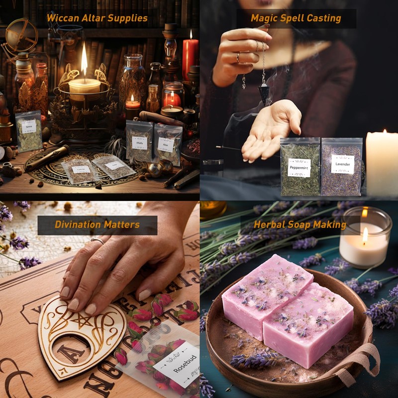 35Pcs Dried Herbs for Witchcraft Supplies, Dried Herb Kit for