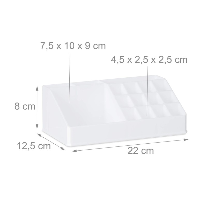 Relaxdays Acrylic Cosmetic Organiser, Small Make-Up Organiser with 16 Compartments