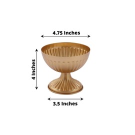 2 Gold 4 in Mini Compote Vases Ribbed Bowl Style Flower Pedestals Pots Wedding Party Reception Home Decorations Supplies