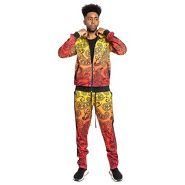 G-Style USA Men's Paisley Gradient Ombre Track Suit Set ST803 Red - 4X-Large