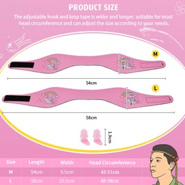 Children's Swimming Headband, Neoprene Swimming Band, Swimming Headbands with Velcro Fastening, Ear Protection, Waterproof Headband for Children, Adults (Pink, Size L)