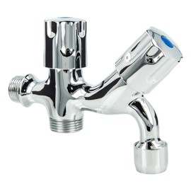 tecuro 22260 Combination Outlet Valve with Additional Device Connection Chrome-Plated Brass