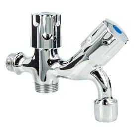 tecuro 22260 Combination Outlet Valve with Additional Device Connection Chrome-Plated Brass