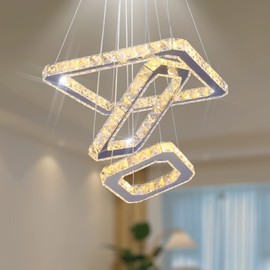diisunbihuo Modern Crystal Chandeliers LED Square Chandelier Pendant Lights Chandelier Pendant Light 8/12/16 inches Warm White(Warm Square20/30/40)