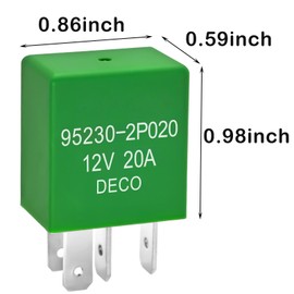 Relay 95230-2P020 (Set of 2), 4 Pins Multi-Purpose Power Relay 12V 20A, Compatible for Select Hyundai, Kia Vehicles
