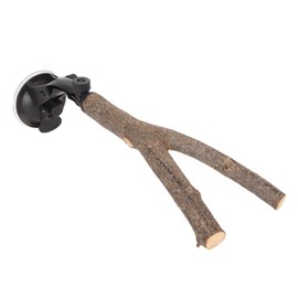 Wooden Bird Perch, Interactive Bird Branch Perch Training, Easy Installation, Beak Loops with Suction Cup for Small Medium Birds for Parakeets (20 cm)