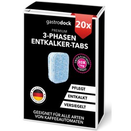 [20x] 3-phase descaling tablets for fully automatic coffee machines and coffee machines, made in Germany, compatible with Siemens EQ Series, Jura, Krups, Bosch, Miele, Melitta, WMF, for 20 descales