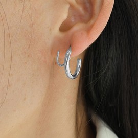 Double Twist Hoop Earrings for Women Trendy Single Piercing Stainless Steel Non Tarnish Earrings Double Earrings for One Hole Spiral Wrap Earrings 18k Gold Cartilage Hypoallergenic Earrings for Girls