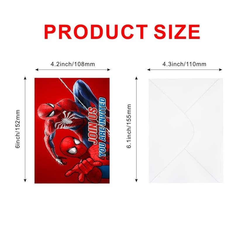 Fantarea 16pcs Spider Birthday lnvitation Cards Gift Cards with Envelopes