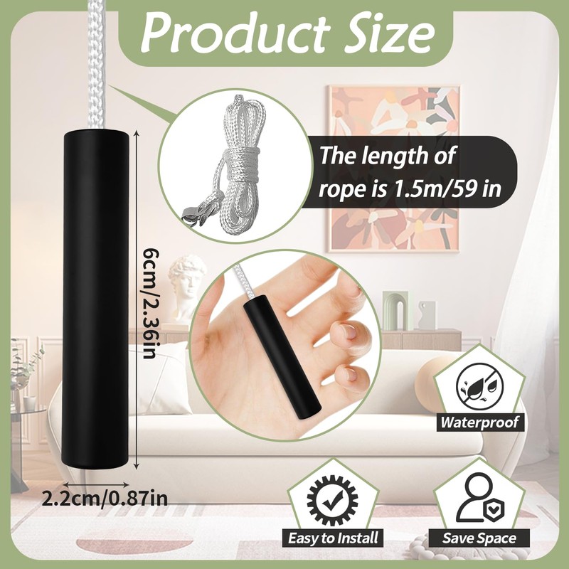 SUBTAVIK 2Pcs Light Pull Cord, 150CM Length Bathroom Pull Cord