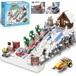 Winter Ski Resort Building Block, City Ski and Climbing Center Building Block with Ski Shop and Snowmobile, Ski Slope Block for Winter Sports Play, Fun Gift Idea for Kids and Ski Fans, 2200Pcs