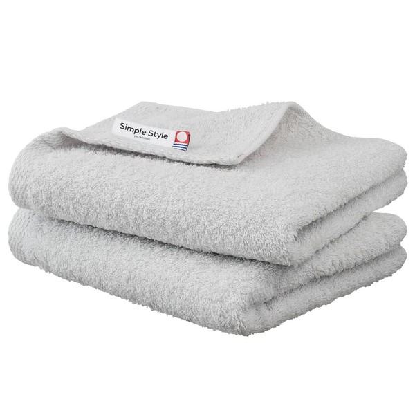 Iris Ohyama Imabari Towel 100% Cotton, Light Gray, 2-Piece Set,