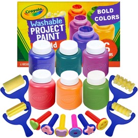 Kids Painting Set, Washable Paint for Kids 6 Bold Colors with 10 Paint Sponges, Non Toxic Tempera Paints 2 oz Each, Gifting Bundle Paints for Toddlers Art, Craft, School and Home Finger Painting Projects