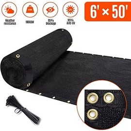AofeiGa 180GSM 6ft x 50ft Fence Privacy Screen Heavy Duty Fence Cover Garden Wall Backyard Black