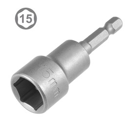 Sourcingmap 1/4" Quick-Change Hex Shank 15mm Magnetic Nut Setter Driver Drill Bit, 65mm Length, Metric