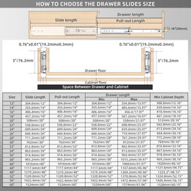 BAIDICE 1 Pair Heavy Duty Drawer Slides with Lock 18 20 22 24 26 28 30 32 34 36 38 40 44 48 52 56 60 Inch 500 lb Load Capacity Side Mount Full Extension Ball Bearing Rail