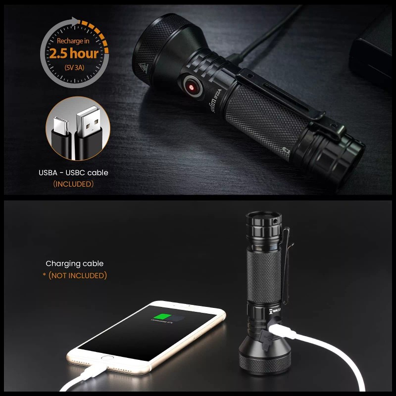 77outdoor Rechargeable Flashlight, Sofirn IF22A 2100 High Lumen 690m Max
