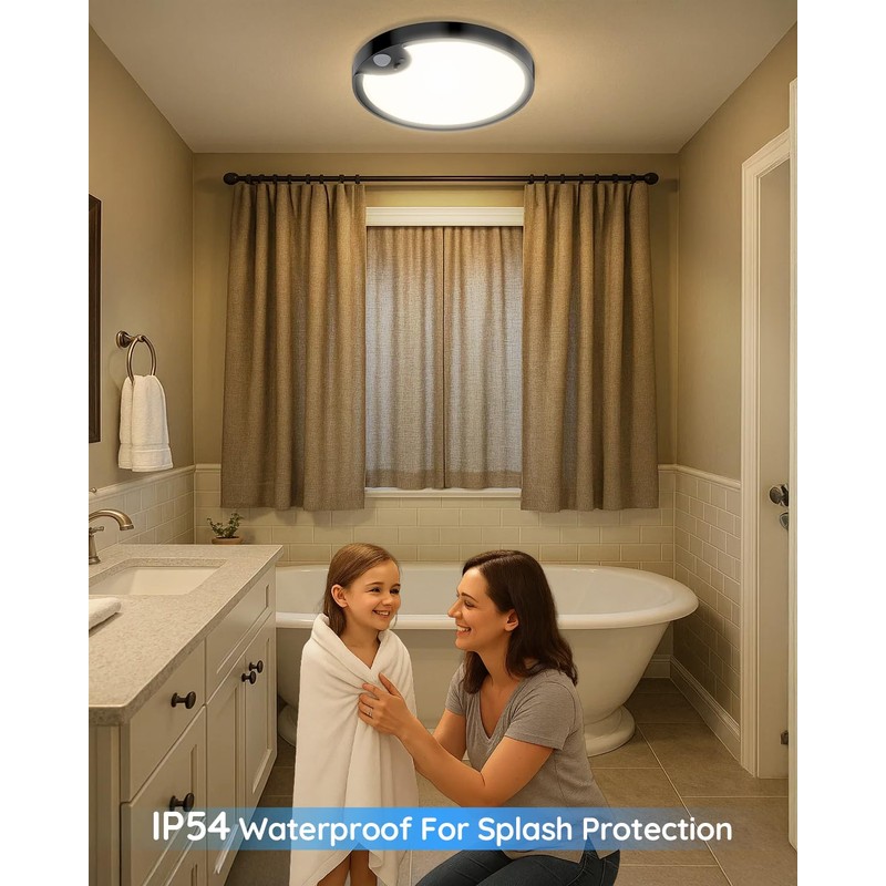 Waterproof Shower Light Indoor - Rechargeable Motion Sensor Ceiling Light,