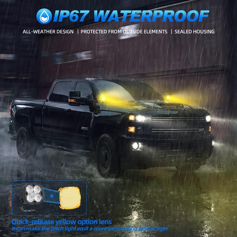 3 Inch LED Ditch Lights for 2015-2019 Silverado Sierra 2500HD