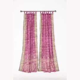 Light-Filtering Sari Colorful Curtains – Boho Curtains, Bed Canopy Panel, Tapestry or Window Treatment Brilliant Chakra Collection + Tote bag (84"L x 42"W Set of 2, Purple Berry)