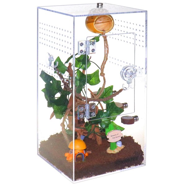 SORWATEE Spider Terrarium Kit, Jumping Spider Enclosure with Hideout, Rope