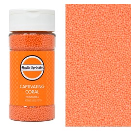Mystic Sprinkles Solid Color Nonpareils 3.8oz Bottle (Captivating Coral)