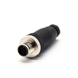 Elecbee M12 8-Pin Connector Plug, 12 mm Sensor Cable Connector A-Code Thread Lock M12 Aviation Plug Round Connector IP67 Waterproof Unshielded Industrial Round Connector for Outdoor Use (Male)