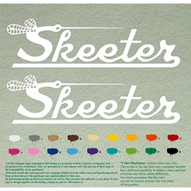 Pair Skeeter Vintage Aftermarket Compatible Replacement Decals Vinyl Stickers Boat Outboard Motor Set of 2 (12", White 010)