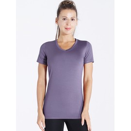 CADMUS Workout t-Shirts for Women Quick Dry Gym Shirts V-Neck, Light Pink,Light Purple,Dark Green, Large