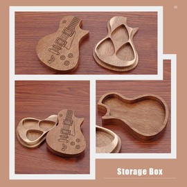 Wooden Guitar Pick Box - Light Brown, Handmade Storage Case for Guitar, Ukulele, Bass Picks, Ideal for Music Lovers