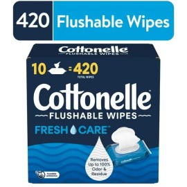 Unbranded Cottonelle Fresh Care Flushable Wet Wipes, 10 Flip-Top Packs