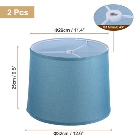 PATIKIL Drum Lampshade for Table Lamps, 11.4" Top x 12.6" Bottom x 9.8" High Floor Lamp Shade Set of 2 Easy Assembly Medium Linen Lampshade for Table Lamps Floor Lamp, Blue