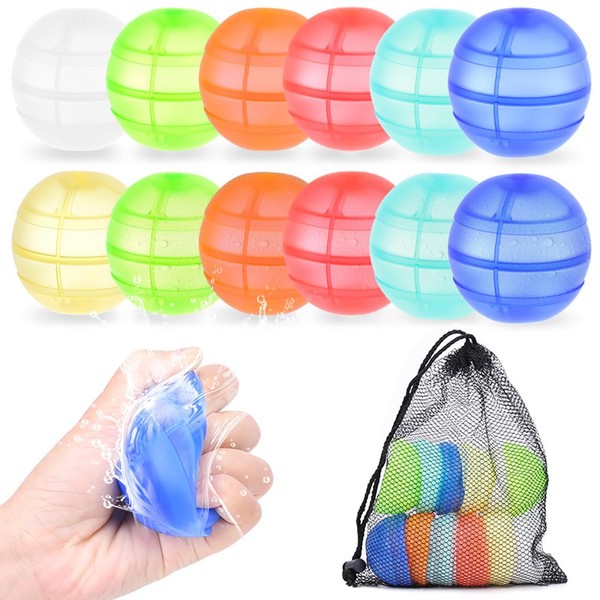BCHKO Pack of 12 Reusable Water Bombs, Reusable Water Balloons,