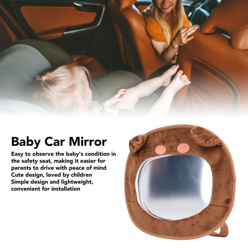 Baby Car Mirror Cute Cartoon Super Soft Fabric Acrylic Car