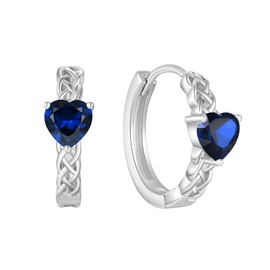 Inpasne Celtic Knot Hoop Earrings 925 Sterling Silver Infinity Huggie Earrings September Birthstone Sapphire Earrings Irish Jewelry Gifts for Women