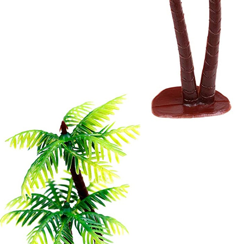 XHBTS Set of 10 Miniature Palm Trees, Plastic, Model Trees