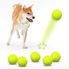 HETOO Pelotas de tenis para perros: paquete de 6 bolas de perro de 2.5 pulgadas, pelota de tenis para perro, juguetes para perros al aire última intervensión, juguetes de agua, pelota de juguetes para