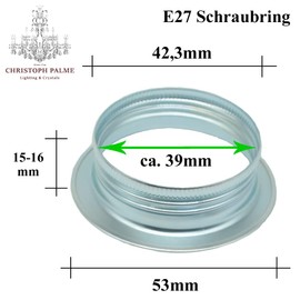 3x E27 Screw Ring Chrome for Lamp Holder Ring Diameter 39 mm Inner Hole for Lamp Shade or Glass Elements