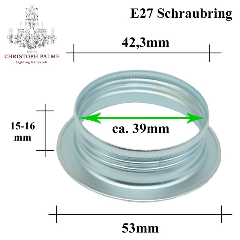 3x E27 Screw Ring Chrome for Lamp Holder Ring Diameter