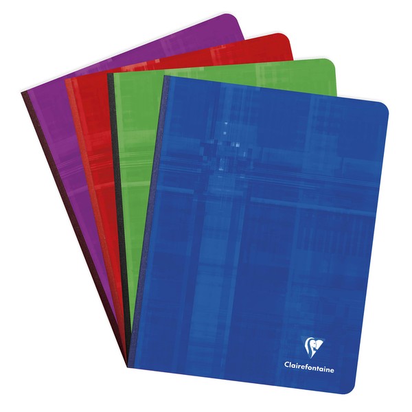 Clairefontaine Clothbound Notebook - French ruled 96 sheets - 6 3/4 x 8 3/4 - Sold Individually (Assorted Cover Color Chosen at Random)