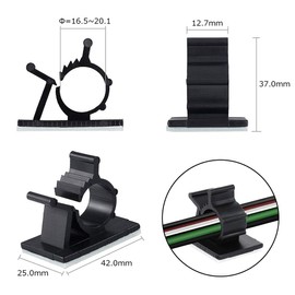 Viaky 30 Pcs Black Cable Wire Clips Adjustable Nylon Wire Holder Adhesive Cable Management Suitable for Maximum Diameter 0.8 inch (20.1mm) Cables