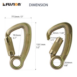 Fusion Climb Liberty Steel Auto-Lock Captive Eye High Strength Carabiner (FP-8120-2K-HS-GLD)