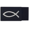 Jesus Fish Ichthys Embroidered Velcro Patch, Black and White