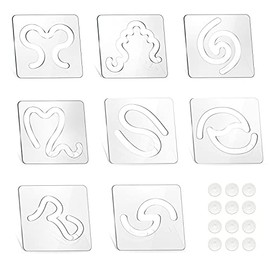 8Pcs Quilting Templates Set Quilting Ruler Sewing Pattern Heart-Shaped Clockwork Key Feather Drop Swirl 1/8 Inch Thick Quilting Templates for Domestic Sewing Machines with Non-Slip Grips (Style F)
